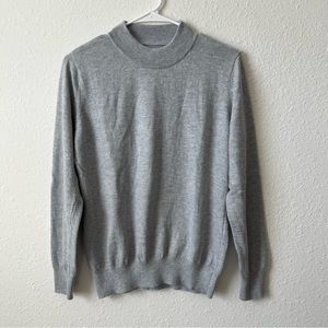 Light gray mock neck sweater lightweight long sleeve